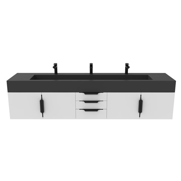 Orren Ellis Rohaan 84" WallMounted Double Bathroom Vanity Wayfair Canada